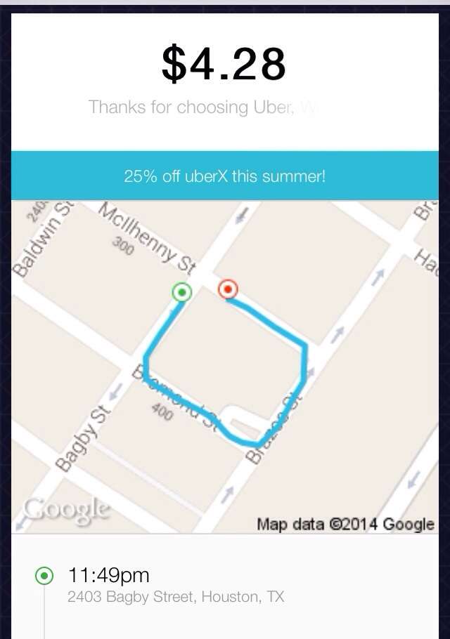 Course Uber de 30 mètres
