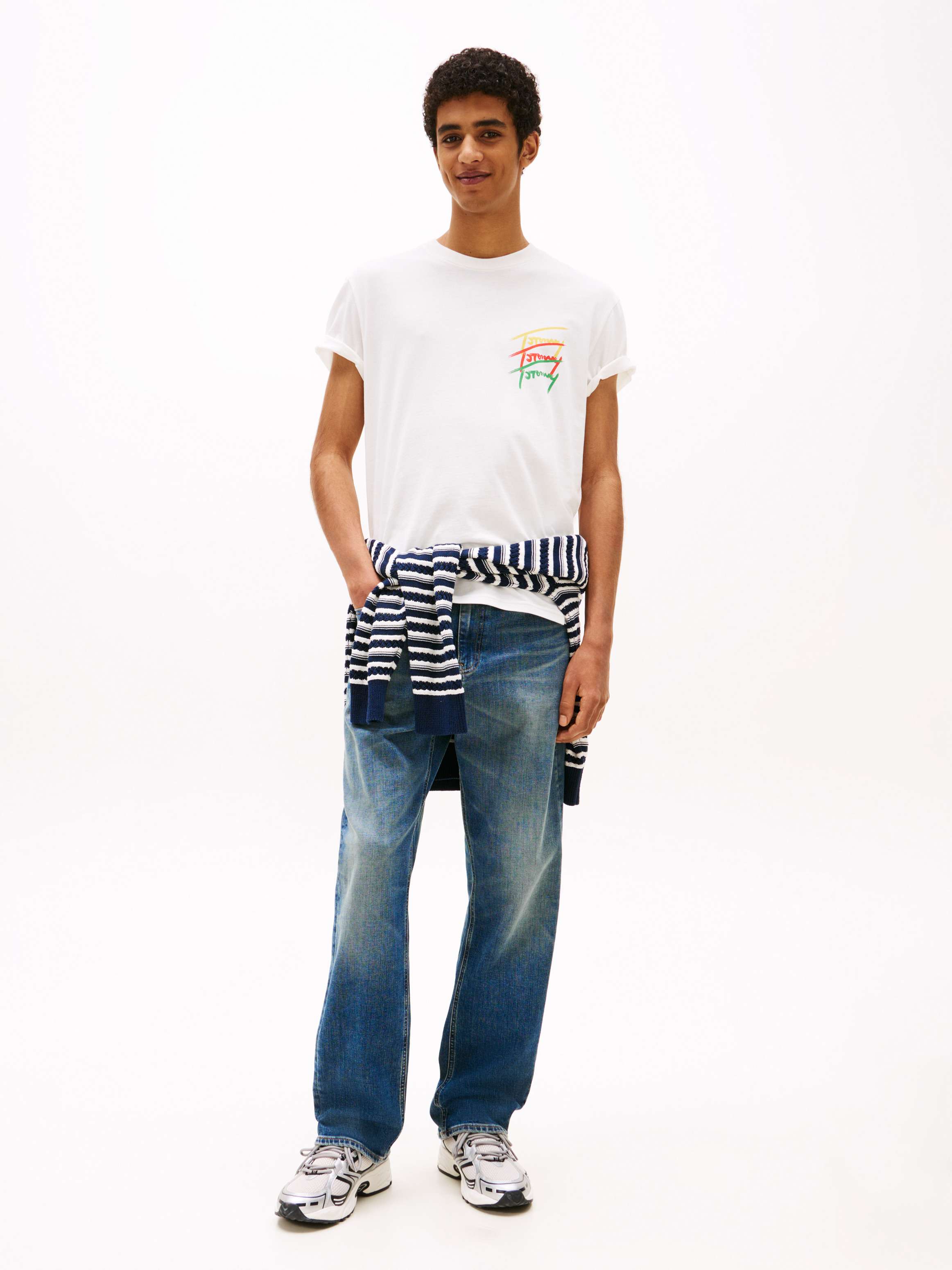 Tommy Hilfiger TJM REG TWISTED SIGN, YBL Beyaz Erkek T-Shirt & Polo