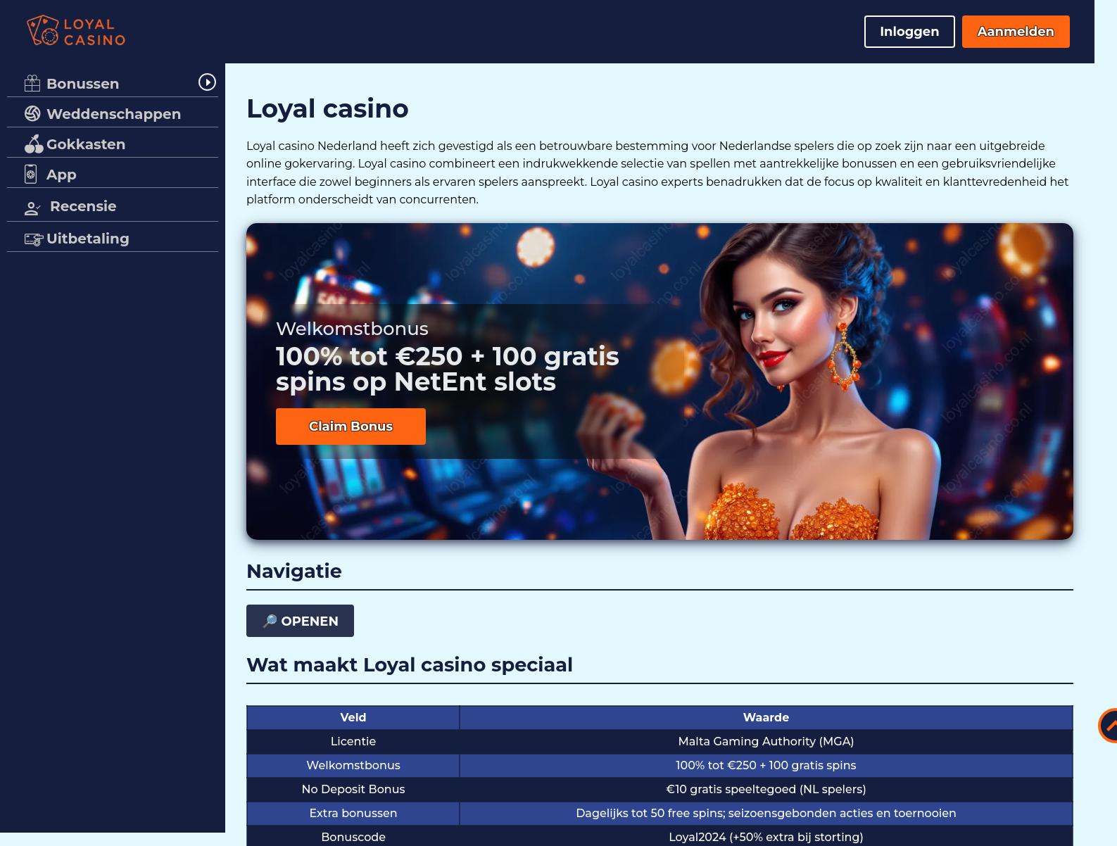 Overview of the VIP program and loyalty rewards offered to Dutch players at Loyal Casino