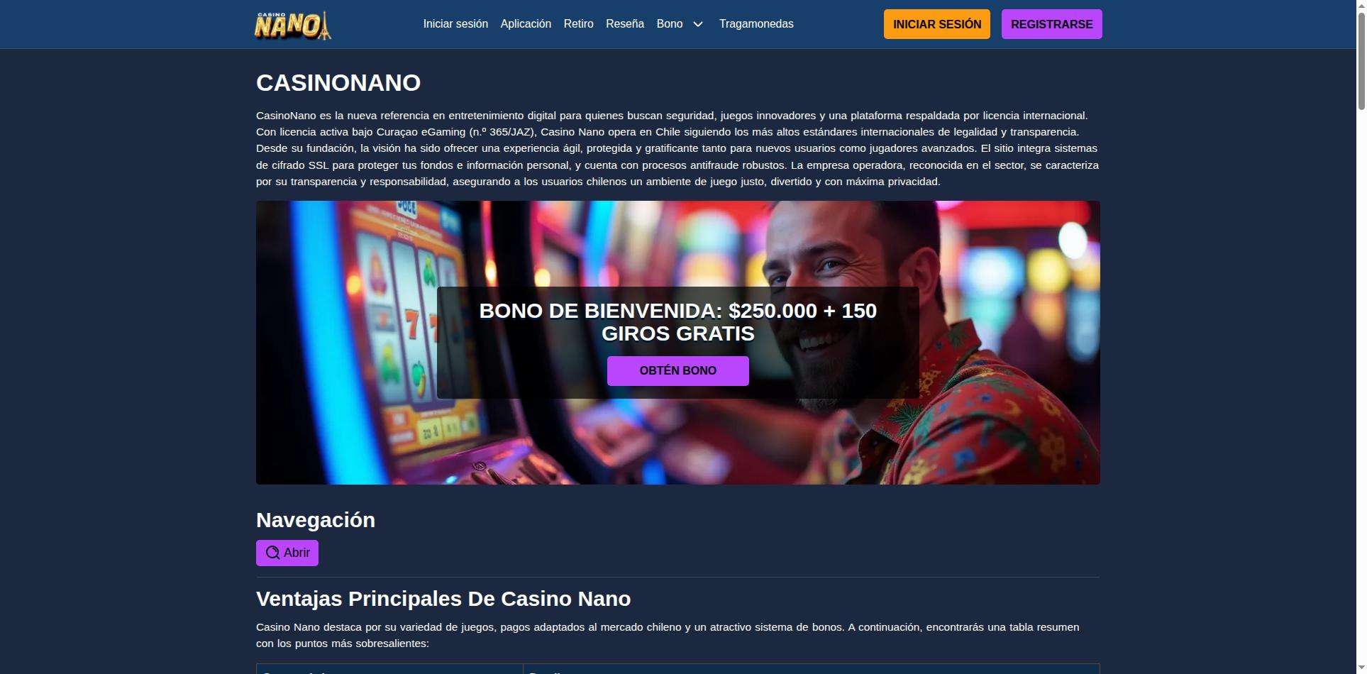 Opiniones sobre bonos y promociones en Casino Nano.
