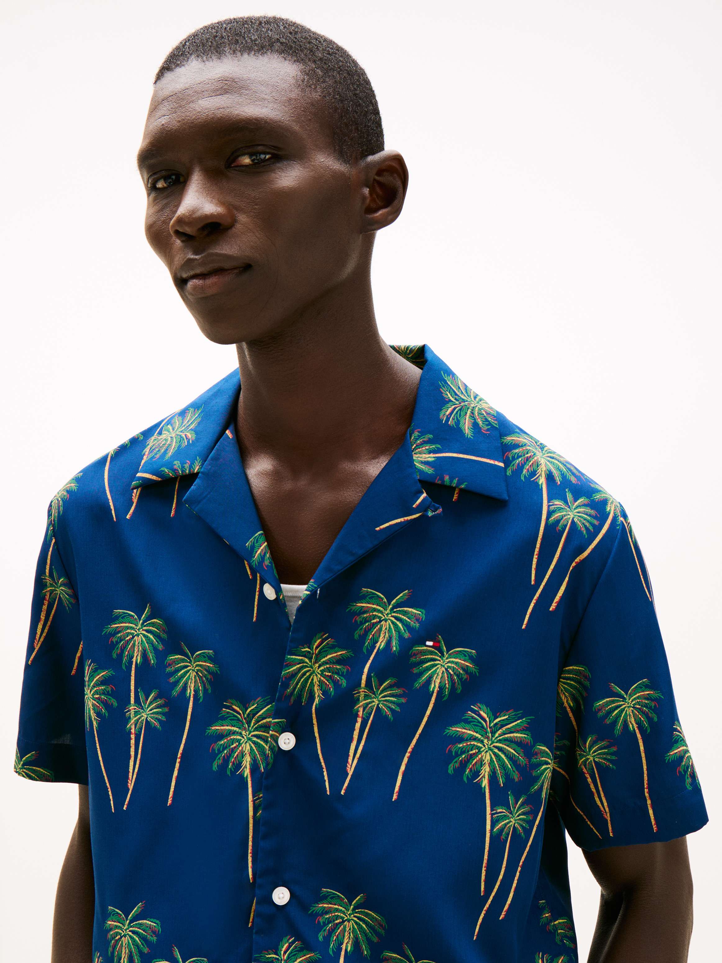 Tommy Hilfiger LIGHTWEIGHT PALM SS, DAF Lacivert Erkek Gömlek