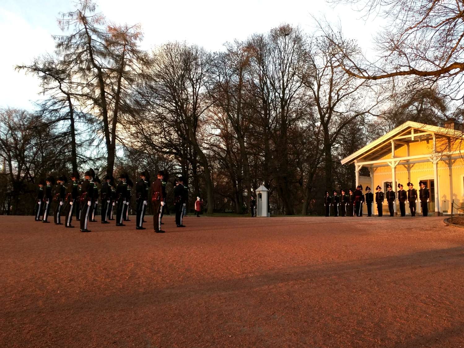 The changing of the guards at the Royal Palace in Oslo, Norway