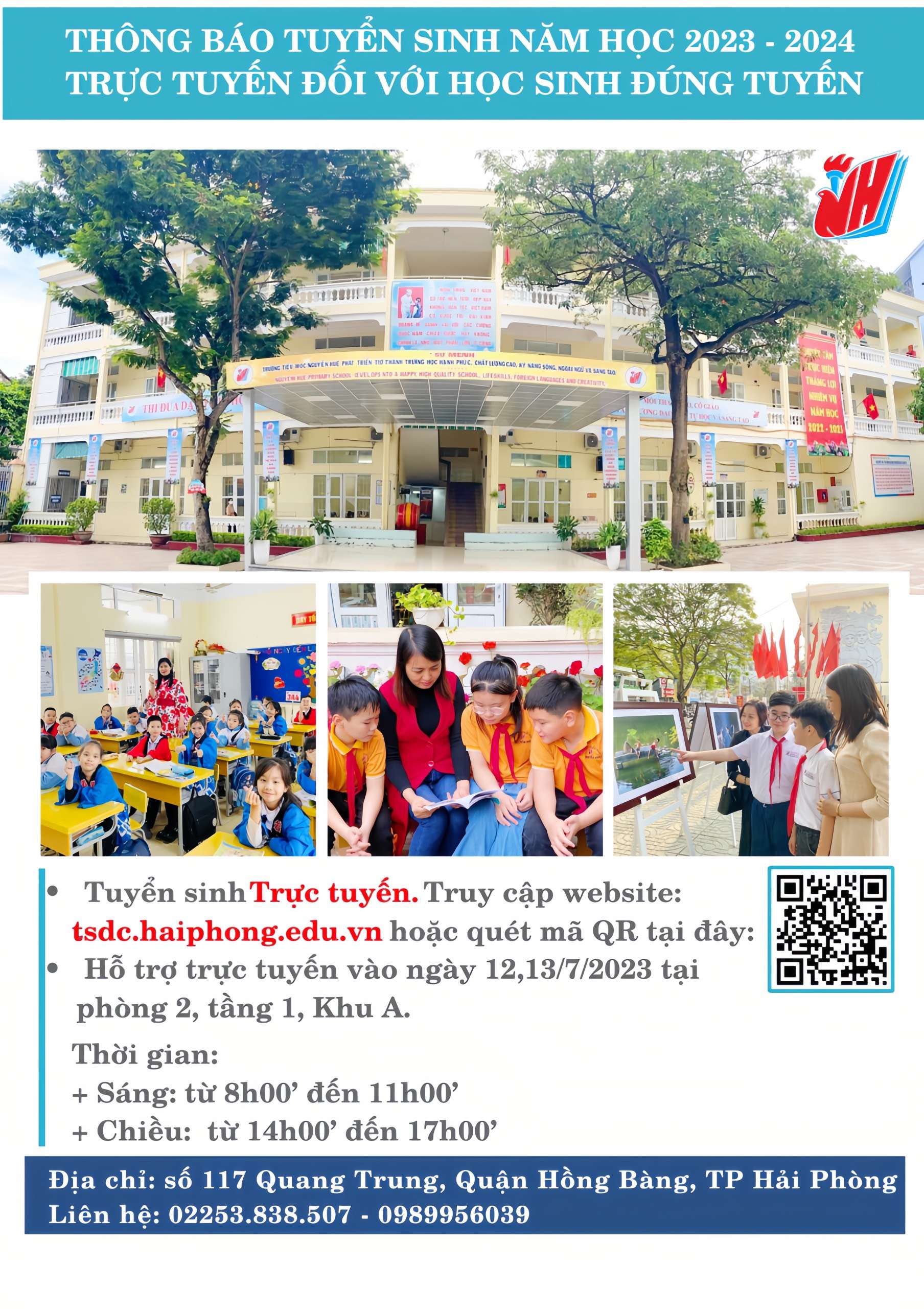 Trường TH Nguyễn Huệ thông báo tuyển sinh lớp 1 năm học 2023 - 2024 trực tuyến đối với học sinh đúng tuyến