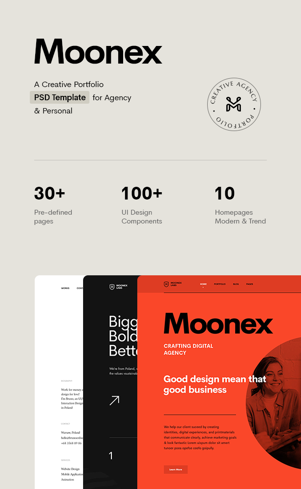 Moonex - Creative Portfolio PSD Template - 5