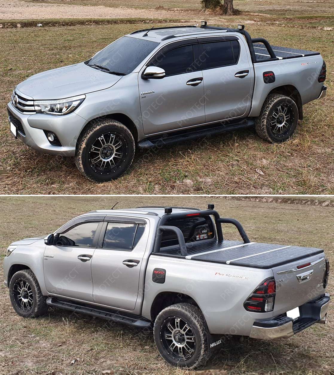 PROTECT cover foldable aluminum loading compartment cover with roll bar for Toyota Hilux Doppelkabine Bj. 2012-2022 -2