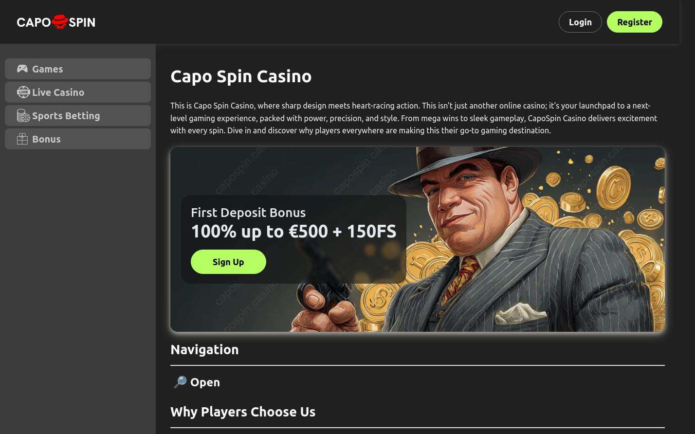 Exploring the Game Selection at Capo Spin Casino 
