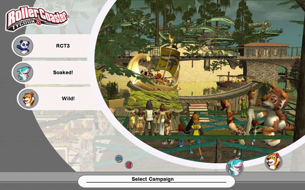 Image Displaying The Campaign Screen Through Which Can Be Selected The Mission Expansion for FlightToAtlantis.net: RCT3 FAQ: How To Unlock All Campaign Scenarios