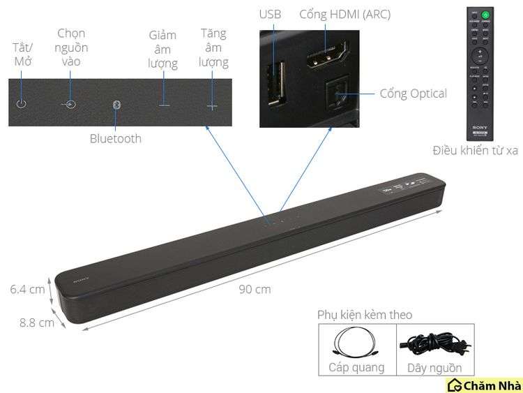 Loa Soundbar Sony HT-S100F có cấu tạo đơn giản
