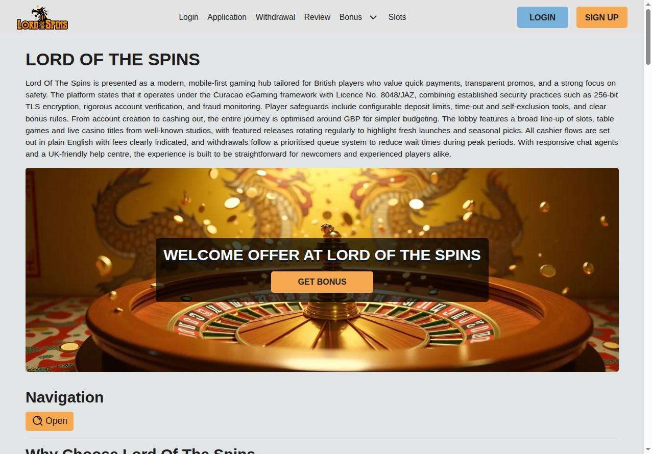 Analysis of payment methods available for UK players at Lord Of The Spins Casino