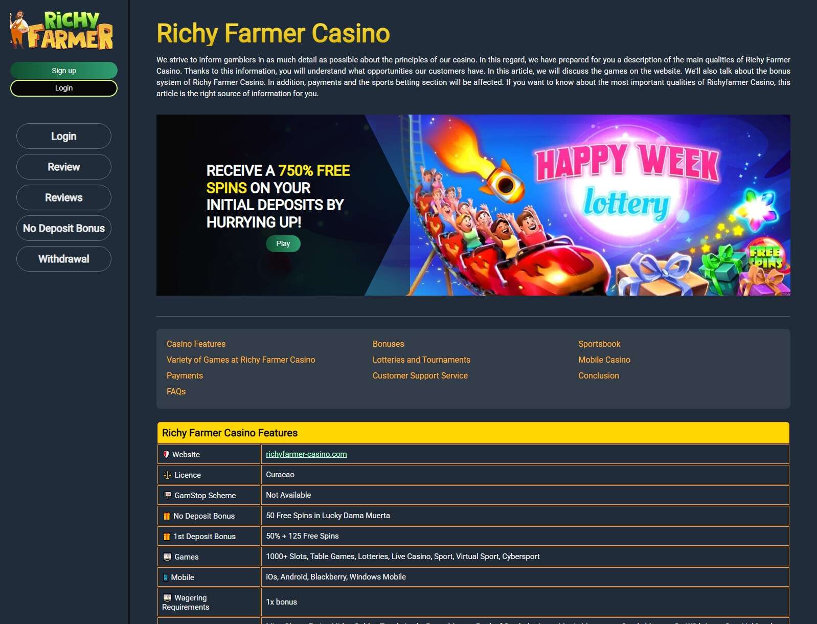 Tournaments at Richy Farmer Casino
