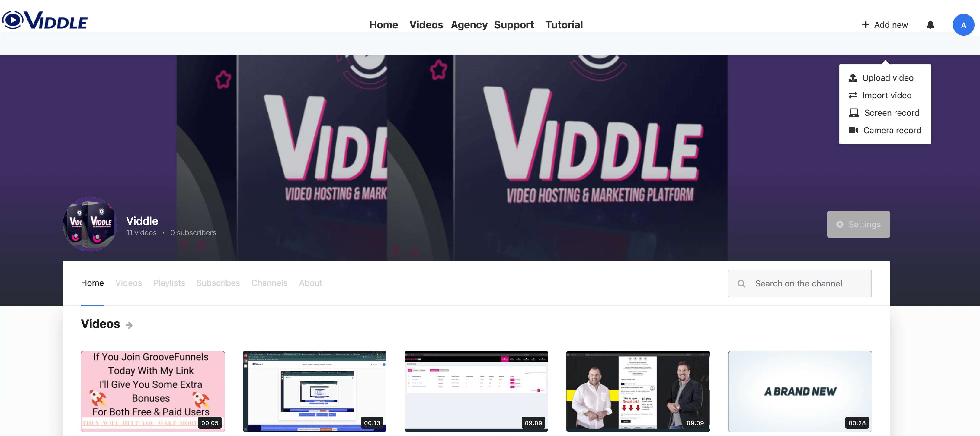 viddle review: account dashboard