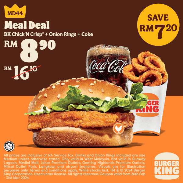 Burger King Malaysia Special Coupons (26 February - 31 March 2024)