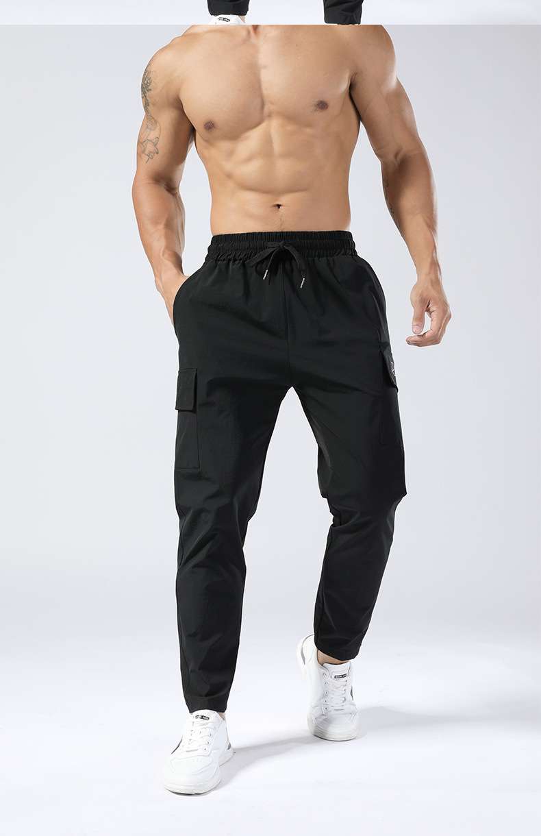 Youth sports pants men's loose men's clothing Hong Kong style Japanese Korean style overalls straight casual pants nine-point trousers