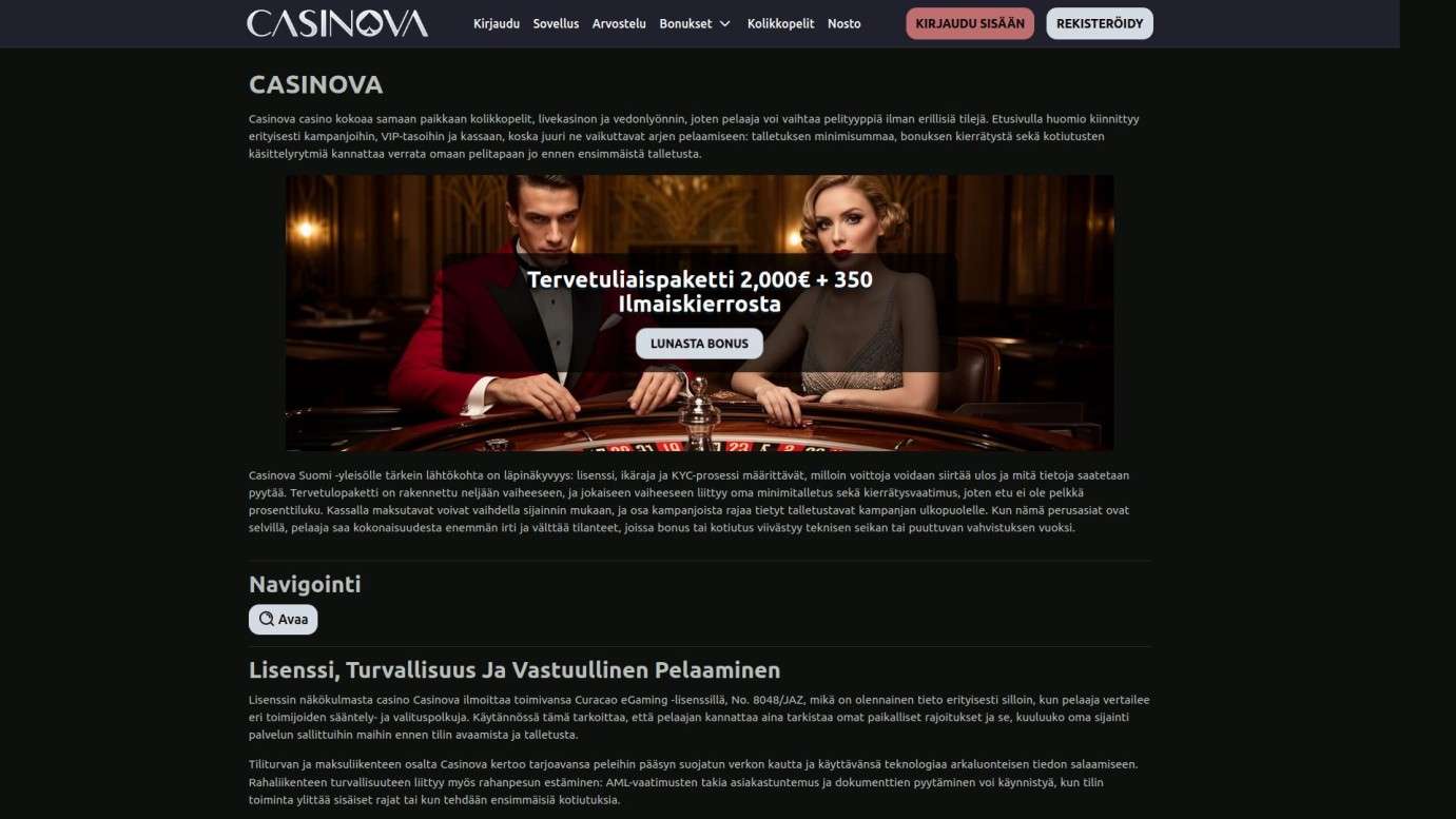 Casinova Pros And Cons For Finland Players: Honest Casino Comparison