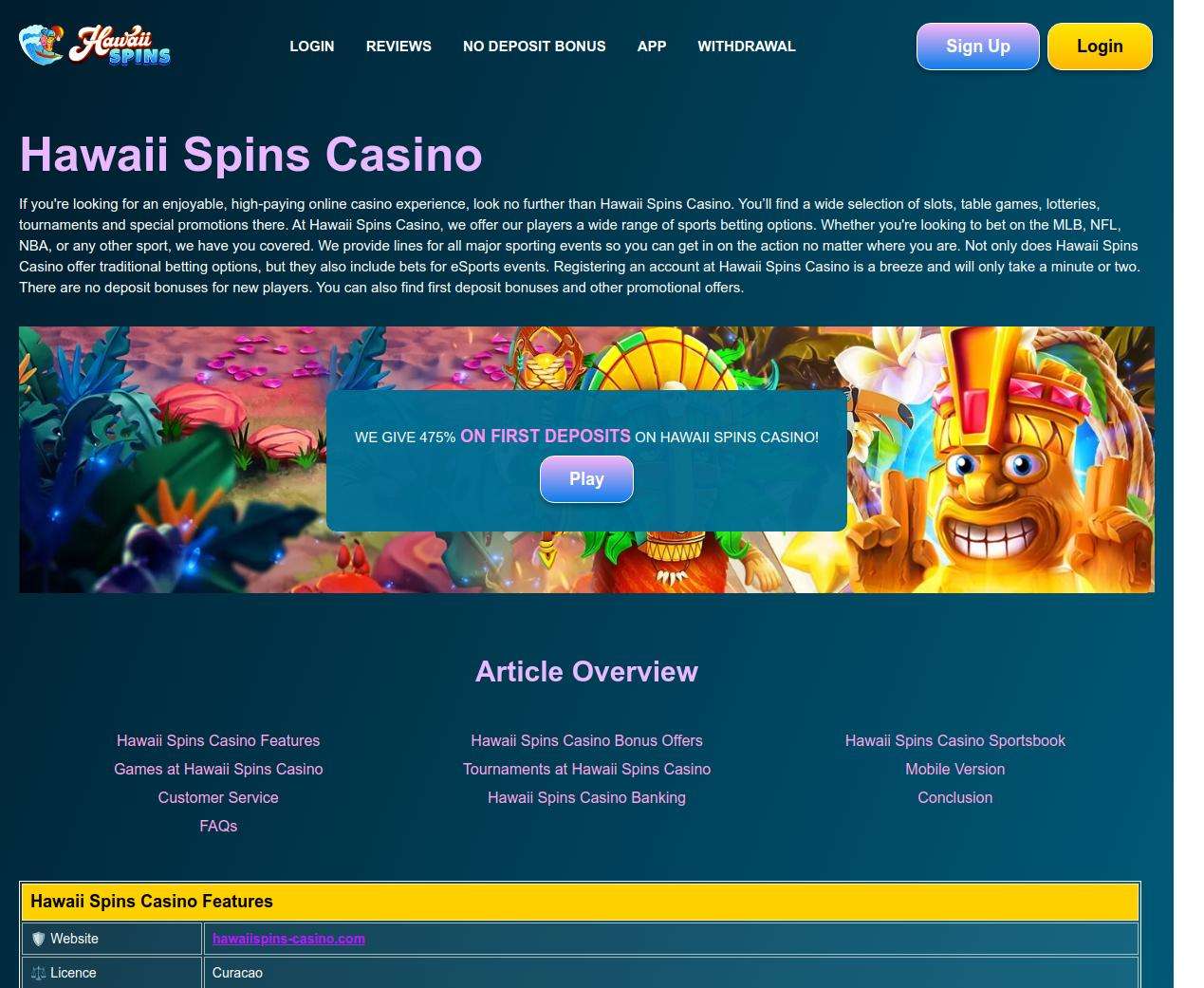 Exclusive Bonuses and Promotions at Hawaii Spins Casino for UK Players