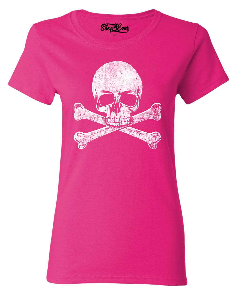 Guitar Effect Foot Pedal Pirate Skull Cross Bones Womens Tee Shirt 