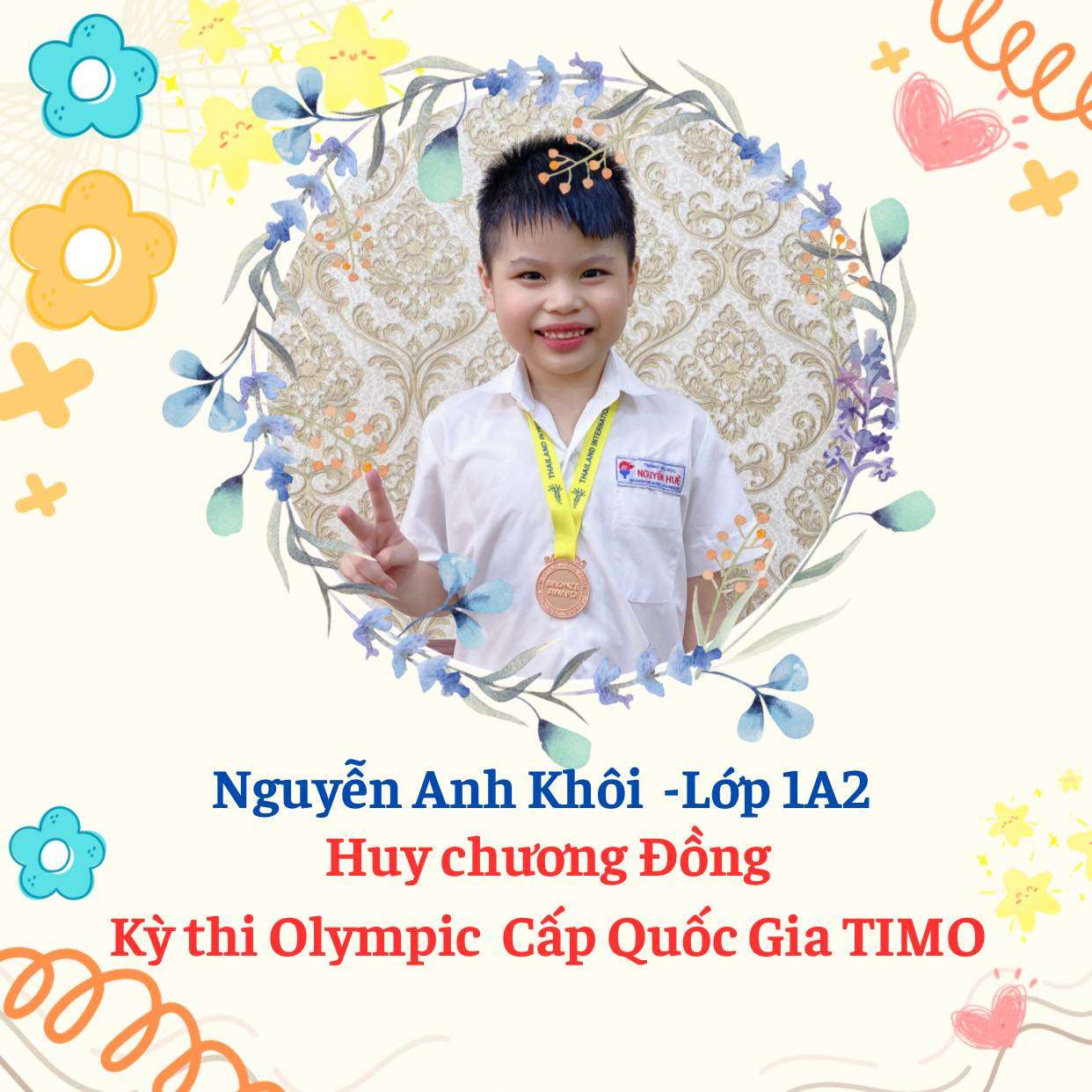 Chúc mừng ba em học sinh trường TH Nguyễn Huệ đã đạt giải kỳ thi Olympic Toán cấp quốc gia TIMO 2023