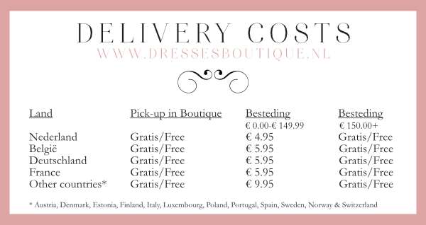 Dresses Boutique shipping table. What does it cost to have your package shipped to your destination