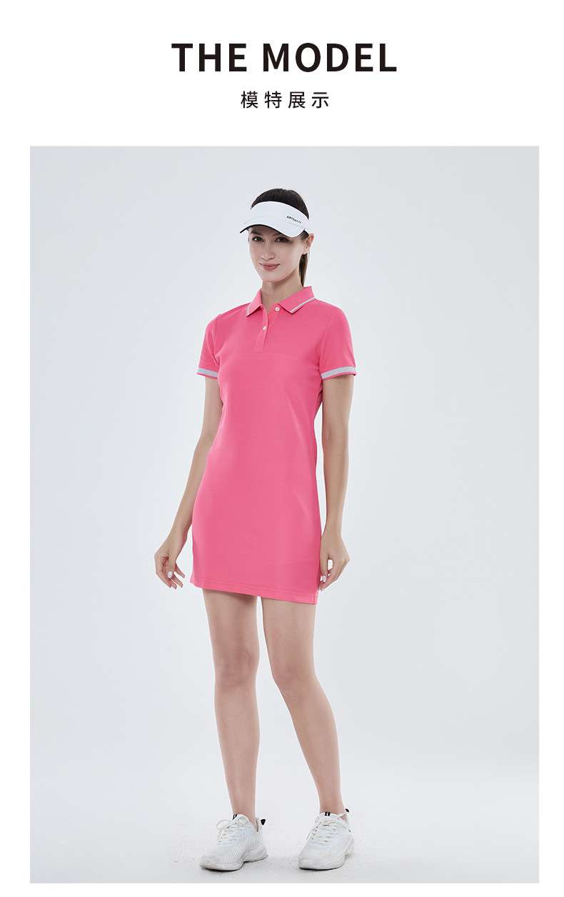 European and American long skirt cotton over-the-knee dress lapel short-sleeved professional sports group golf clothing female polo female skirt summer