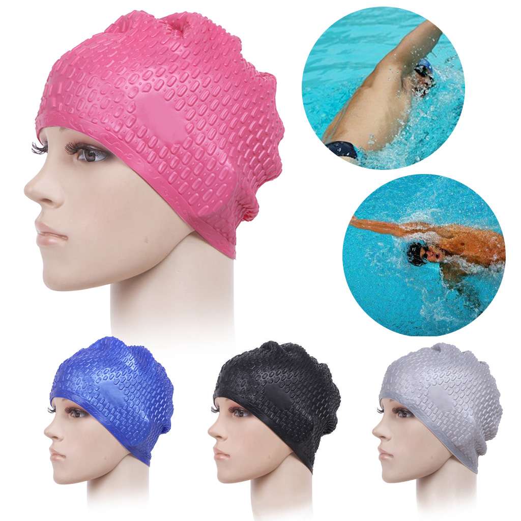 Swimming Cap Waterproof Silicone Swim Pool Hat For Adult Men Women Long ...