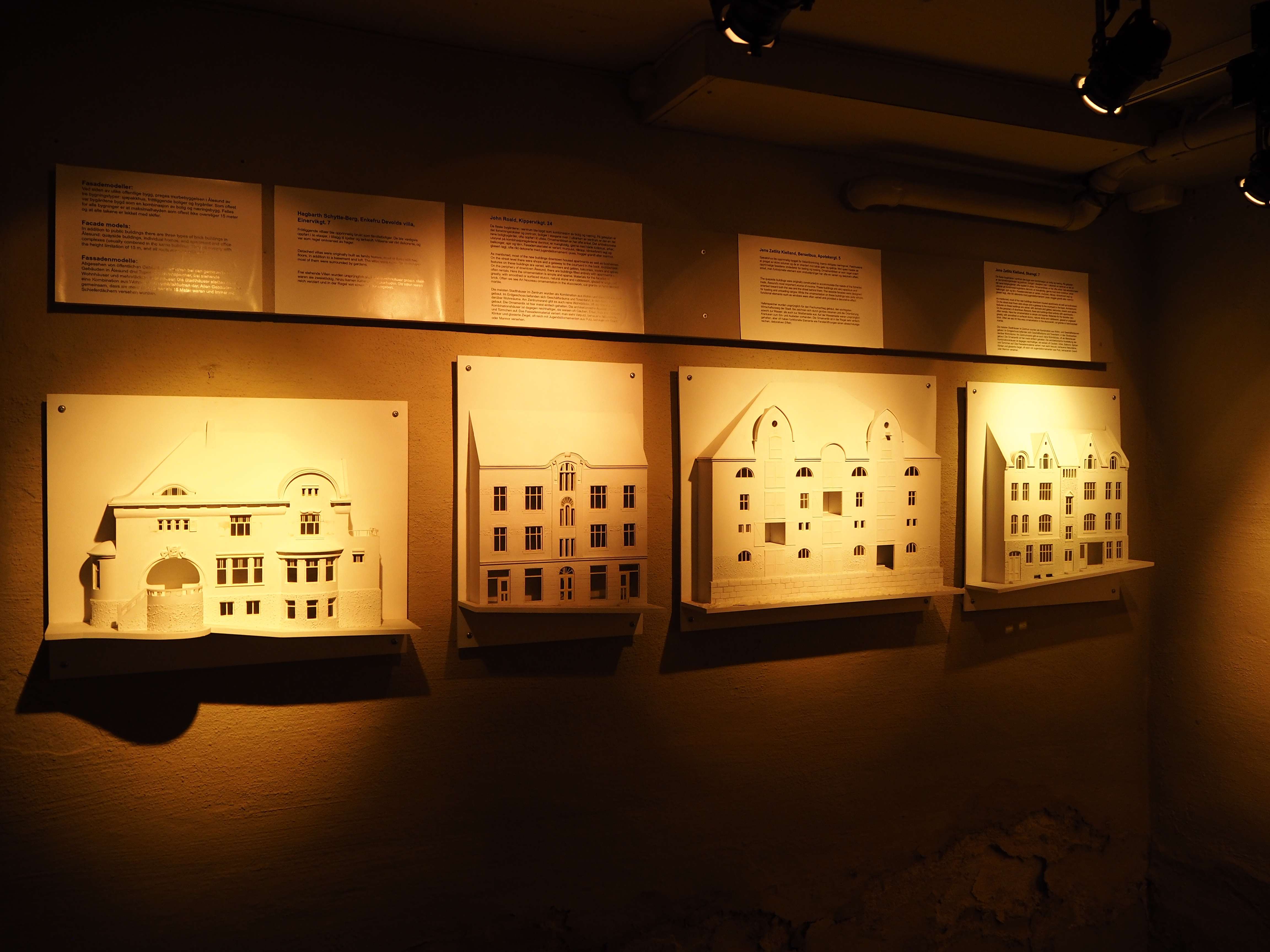 Models of various buildings in Ålesund