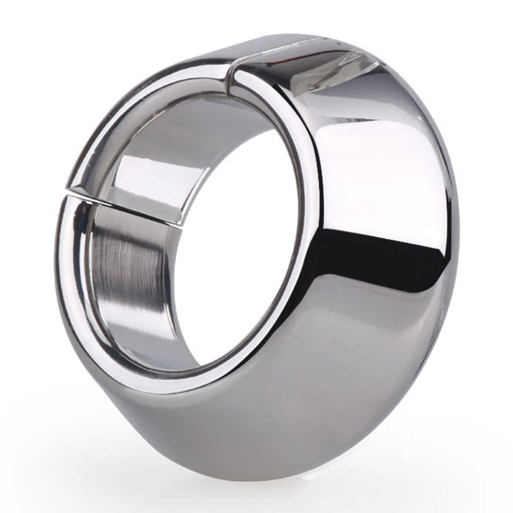 Man Stainless Steel Enhance Penis Chastity Ring Weighted Magnetic Ball