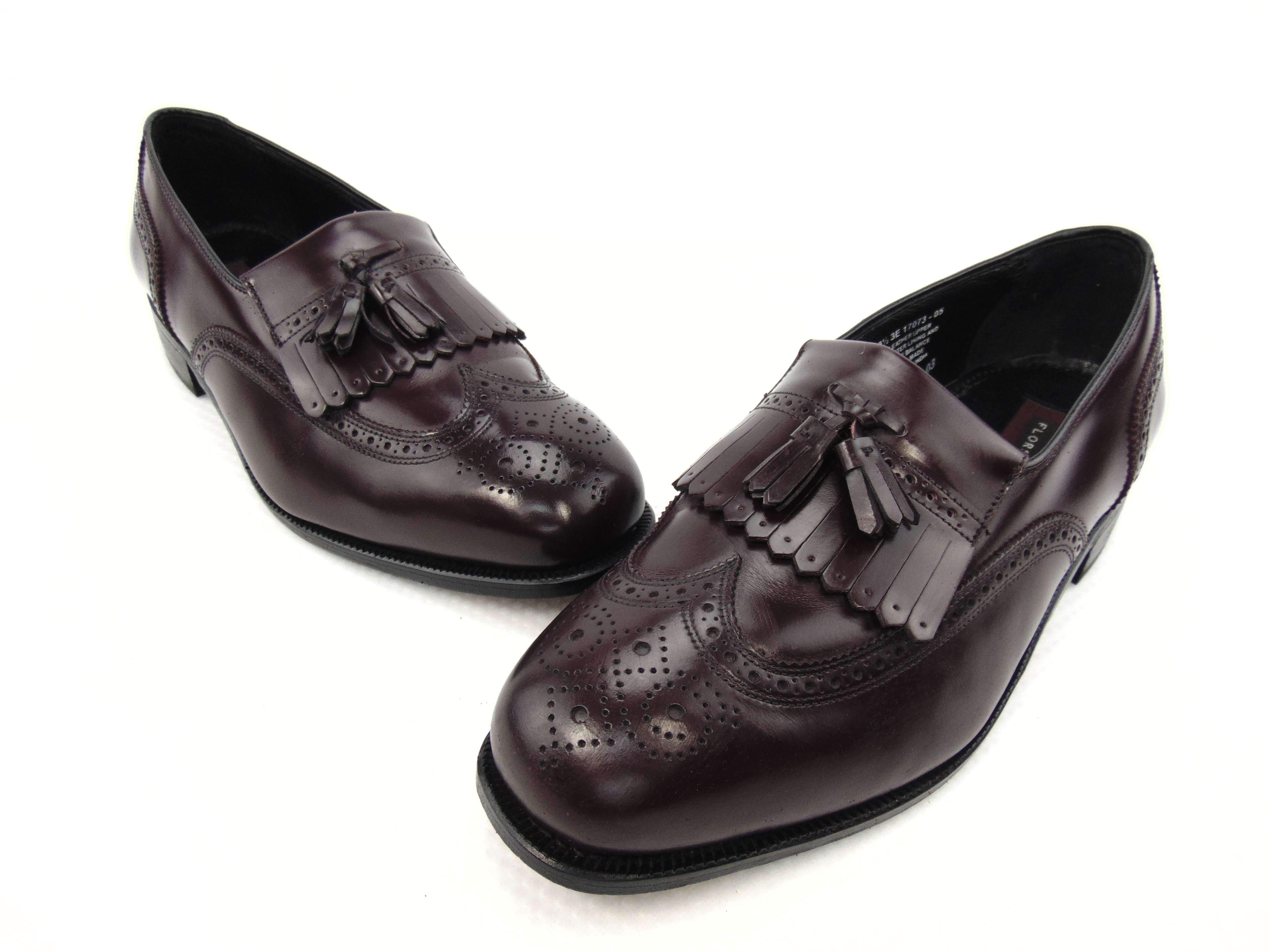 Florsheim Men's Burgundy Slip On Wing Tip Tassel Loafers Size 9.5 3E ...