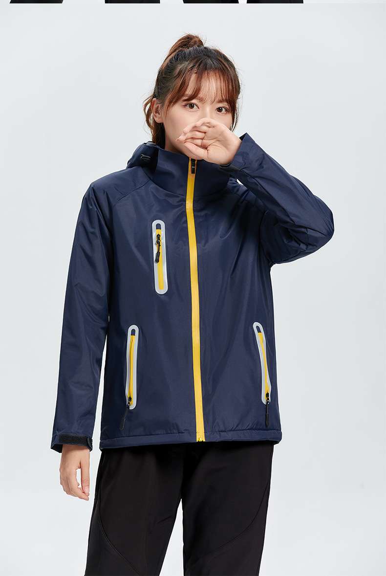 Outdoor activities reflective strip tooling clothes plus velvet windbreaker men's long section Youguan custom jacket overalls
