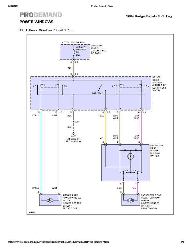 2004 dodge dakota 3 7l power window wiring diagram  