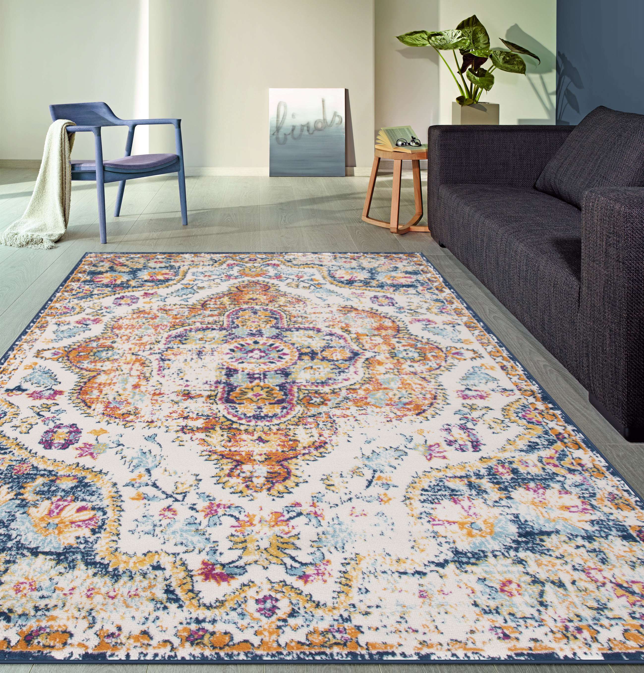 Rugshop Area Rugs Distressed Vintage Bohemian Traditional Rug Living Room Rugs