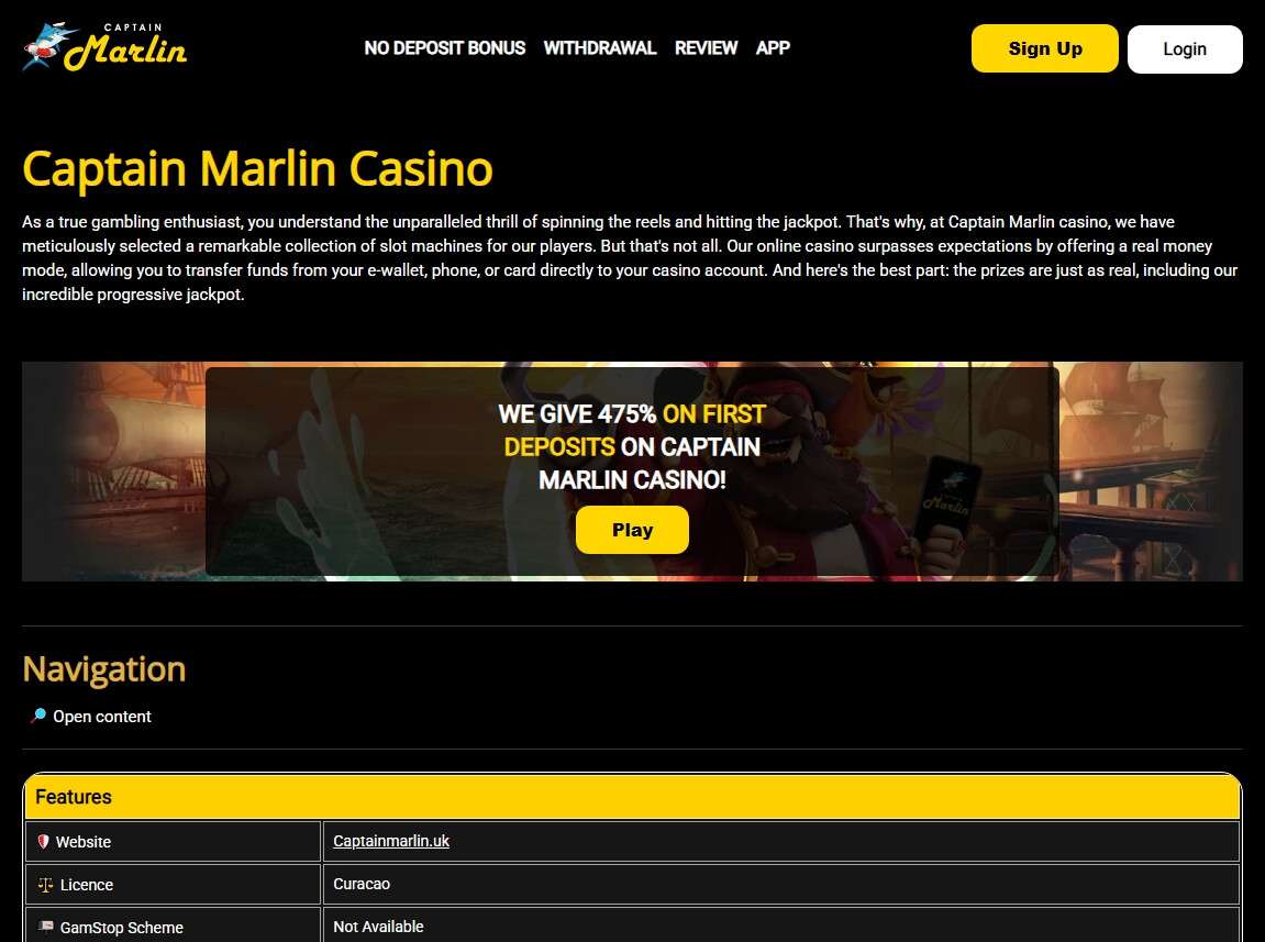 Captain Marlin Casino Withdrawal Methods