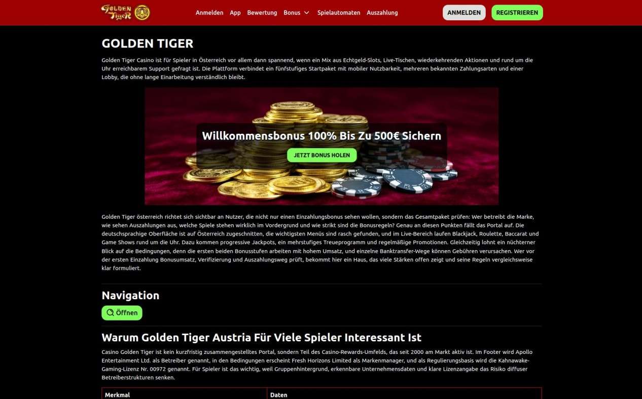 Golden Tiger Tischspiele In Österreich: Roulette, Blackjack Und Baccarat Verstehen
