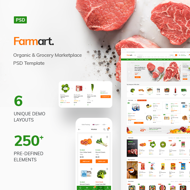 Farmart - Organic & Grocery Marketplace eCommerce PSD Template - 8