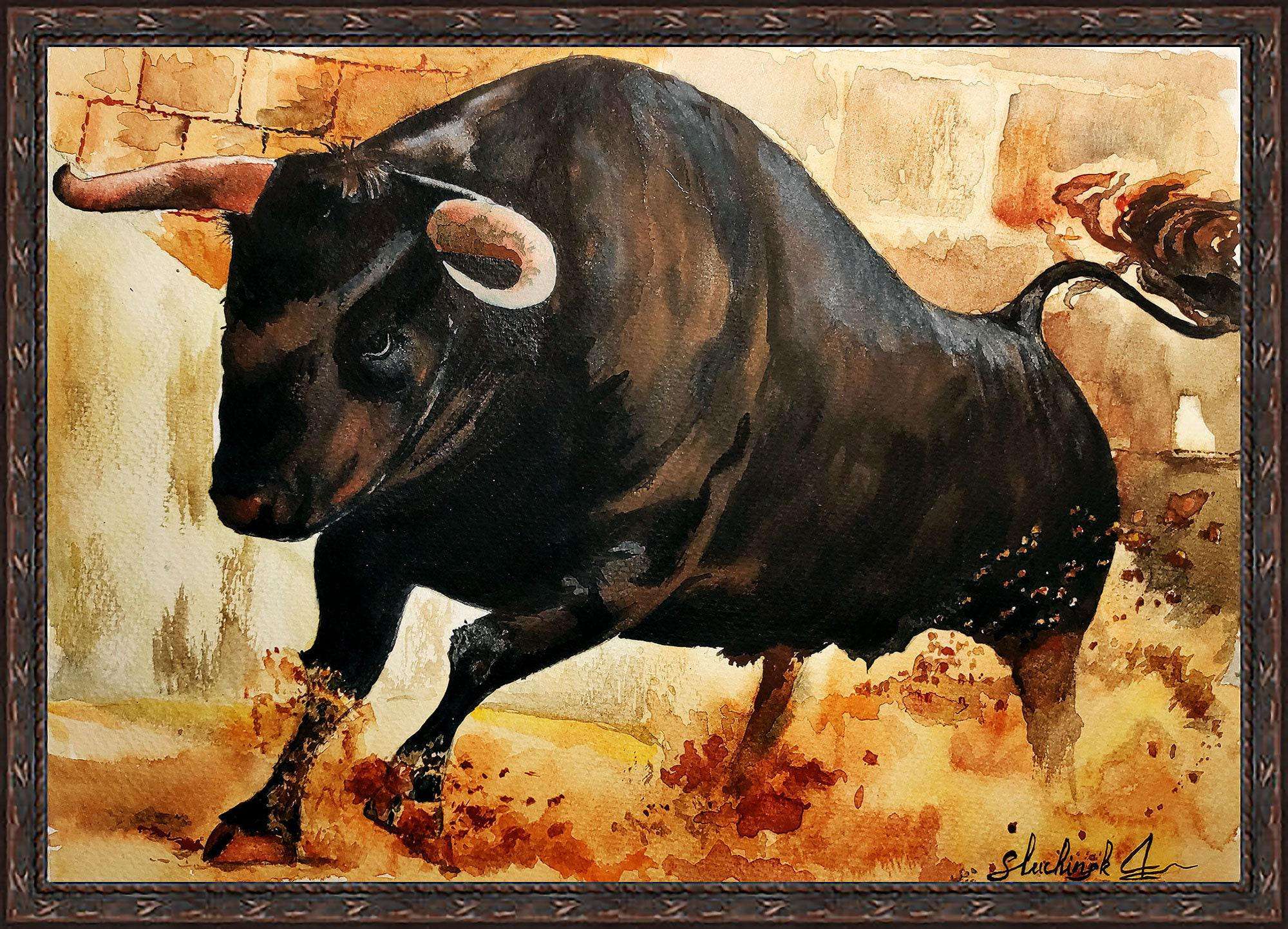 Bull Wall Art Home Decor Cow Painting Print Fine Art Print Farm Animals Print Painting Reproduction Bull Watercolor Artwork