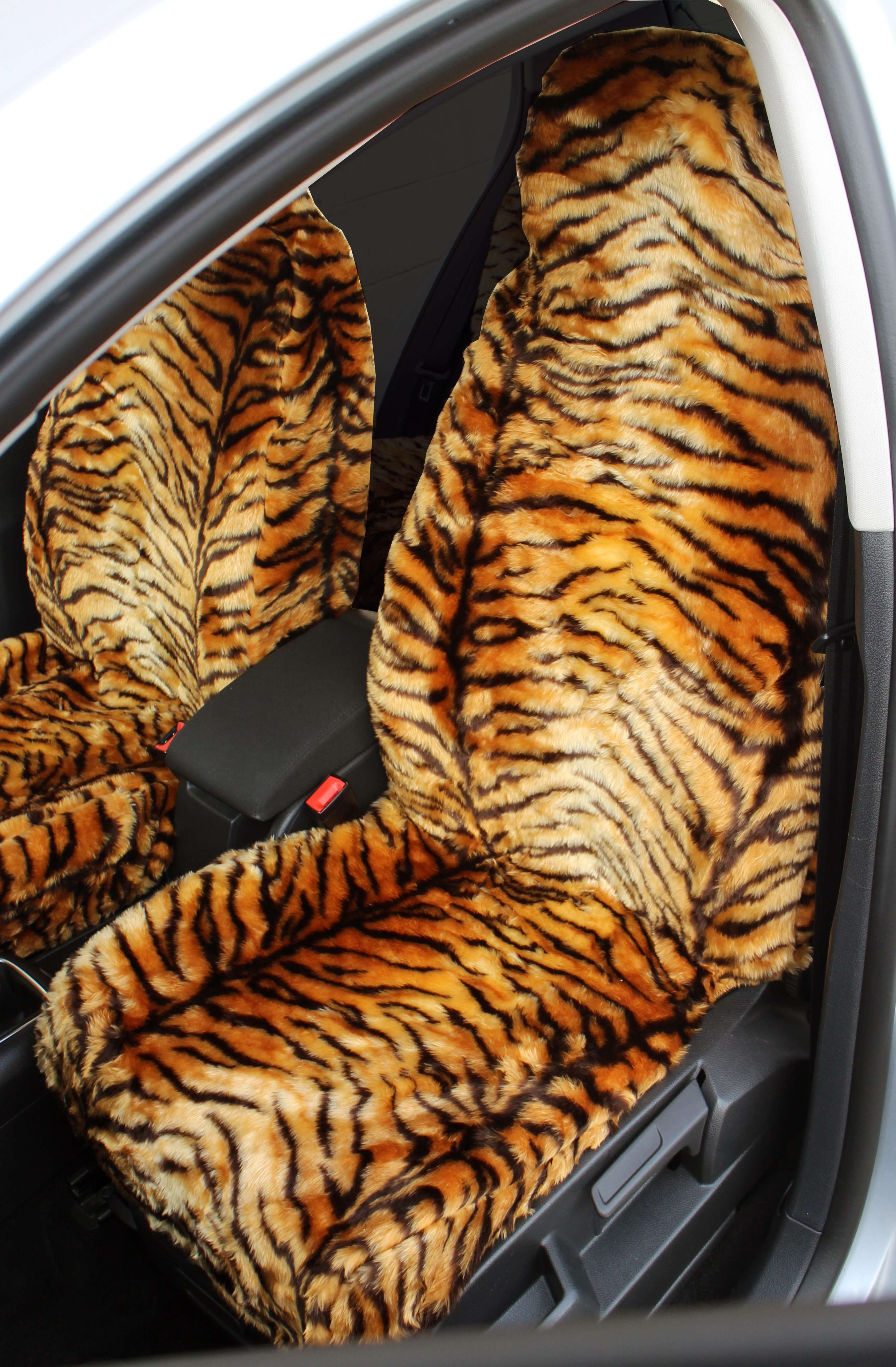 GREY TIGER Faux Fur Furry Car Seat Covers VW Lupo Full Set 