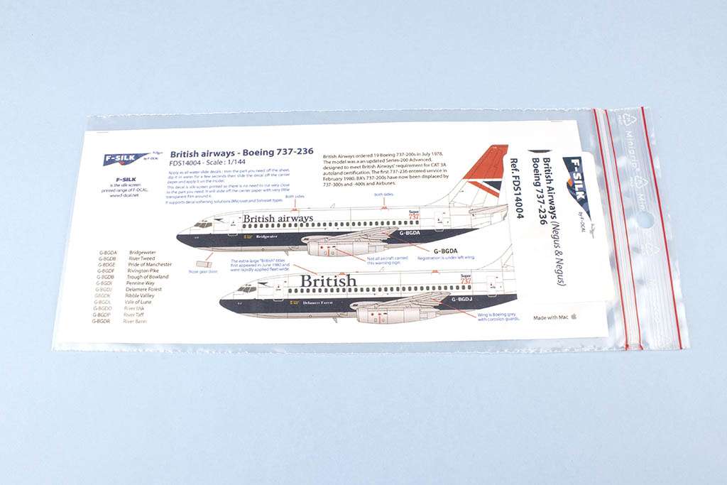 Frontier Boeing 737-200 elk livery decals for Airfix 1/144 kit 