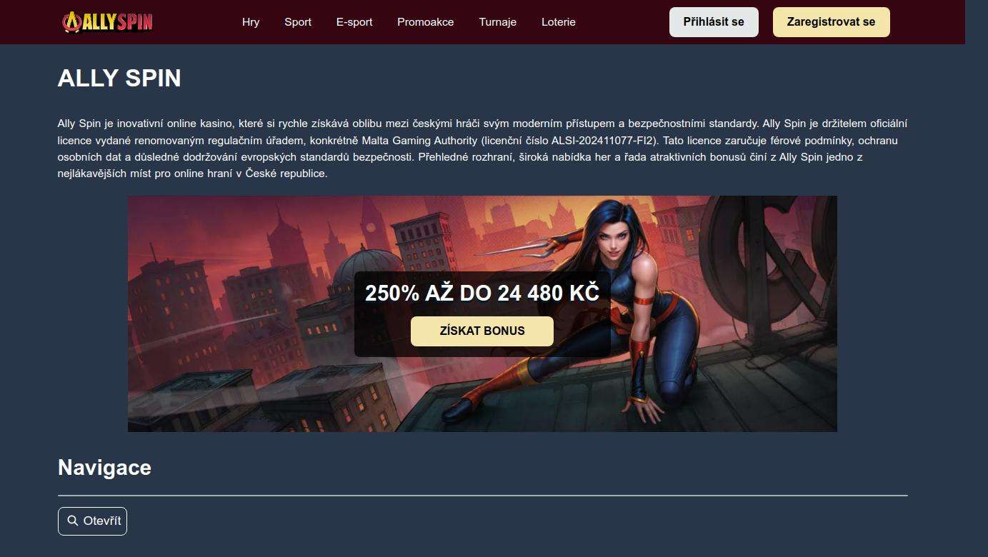 Evaluation of the mobile casino experience at Allyspin, focusing on accessibility and performance for Czech players