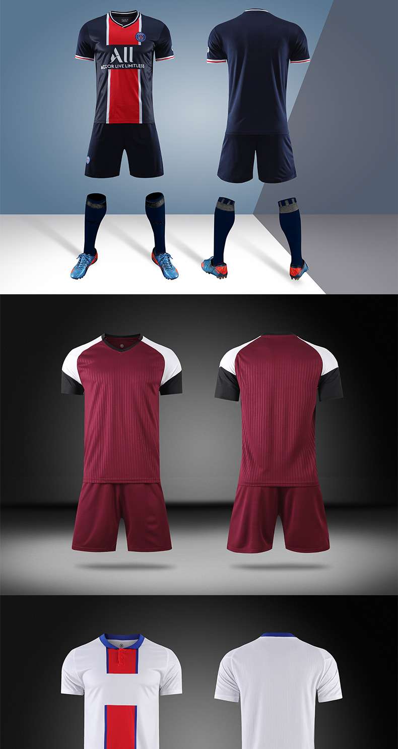 Football uniform suit children's football team uniform suit club training suit psg Messi Paris jersey wholesale