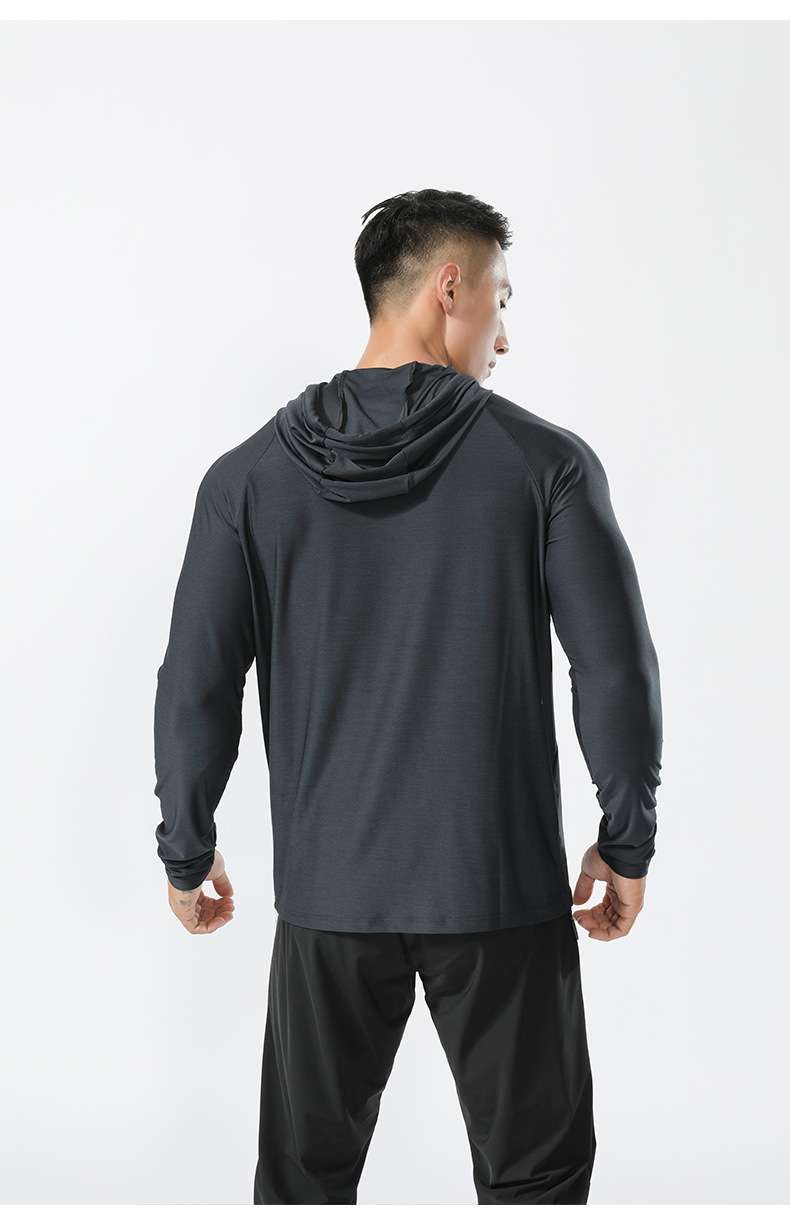 Hooded T-shirt men's fitness sports quick-drying bottoming shirt long-sleeved large size top new autumn top T-shirt