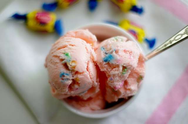 Ice Cream With Bubble Gum At The Bottom
