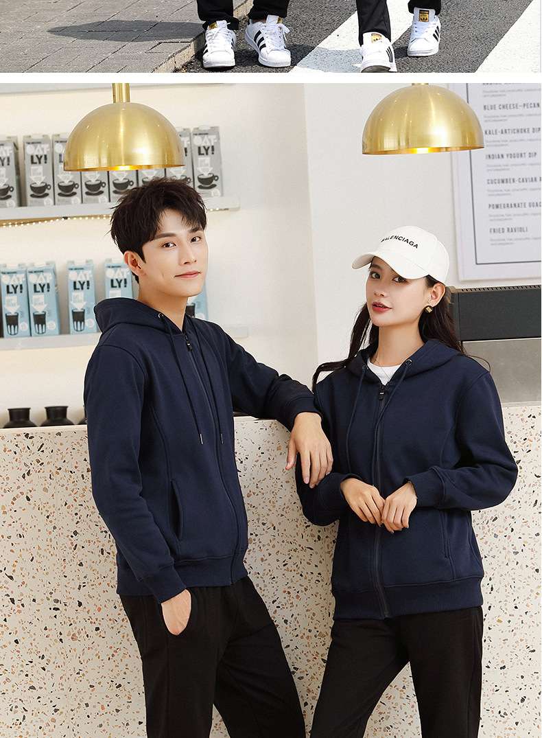 Autumn and winter ins hooded sweater men and women trendy couples college style student trend Korean version student plus velvet solid color jacket