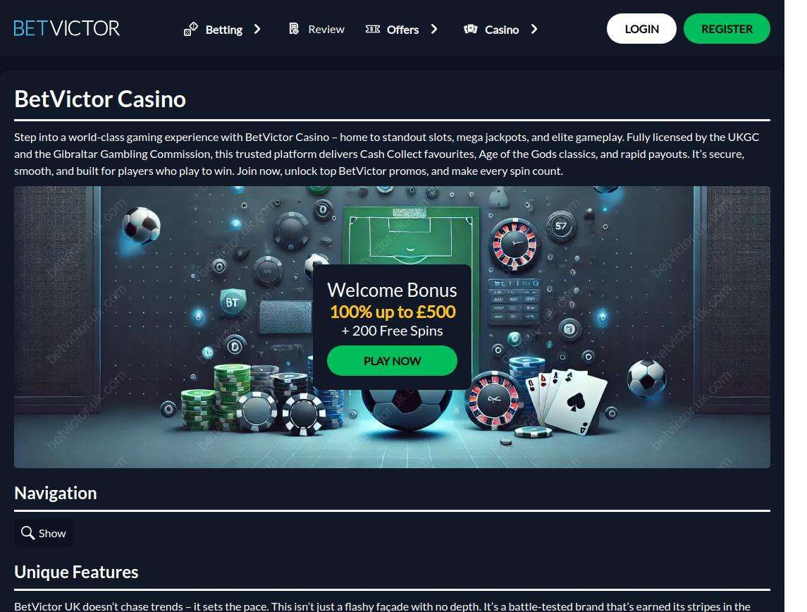Exclusive bonuses and promotions at BetVictor Casino for UK players 
