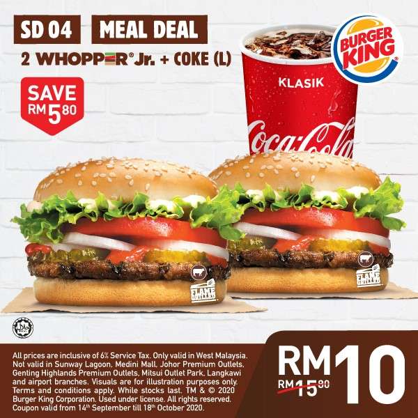 Burger King Malaysia Special Coupons (14 September - 18 October 2020)