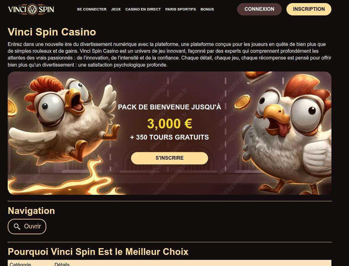 Analyse des taux de redistribution des jeux de Vincispin Casino pour les joueurs français