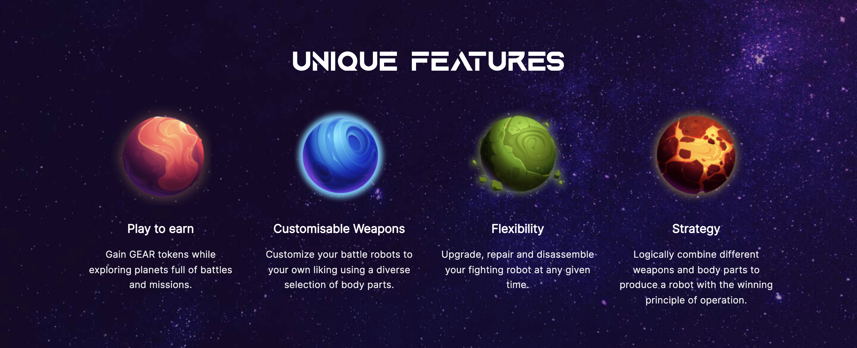 Starbots Unique Features
