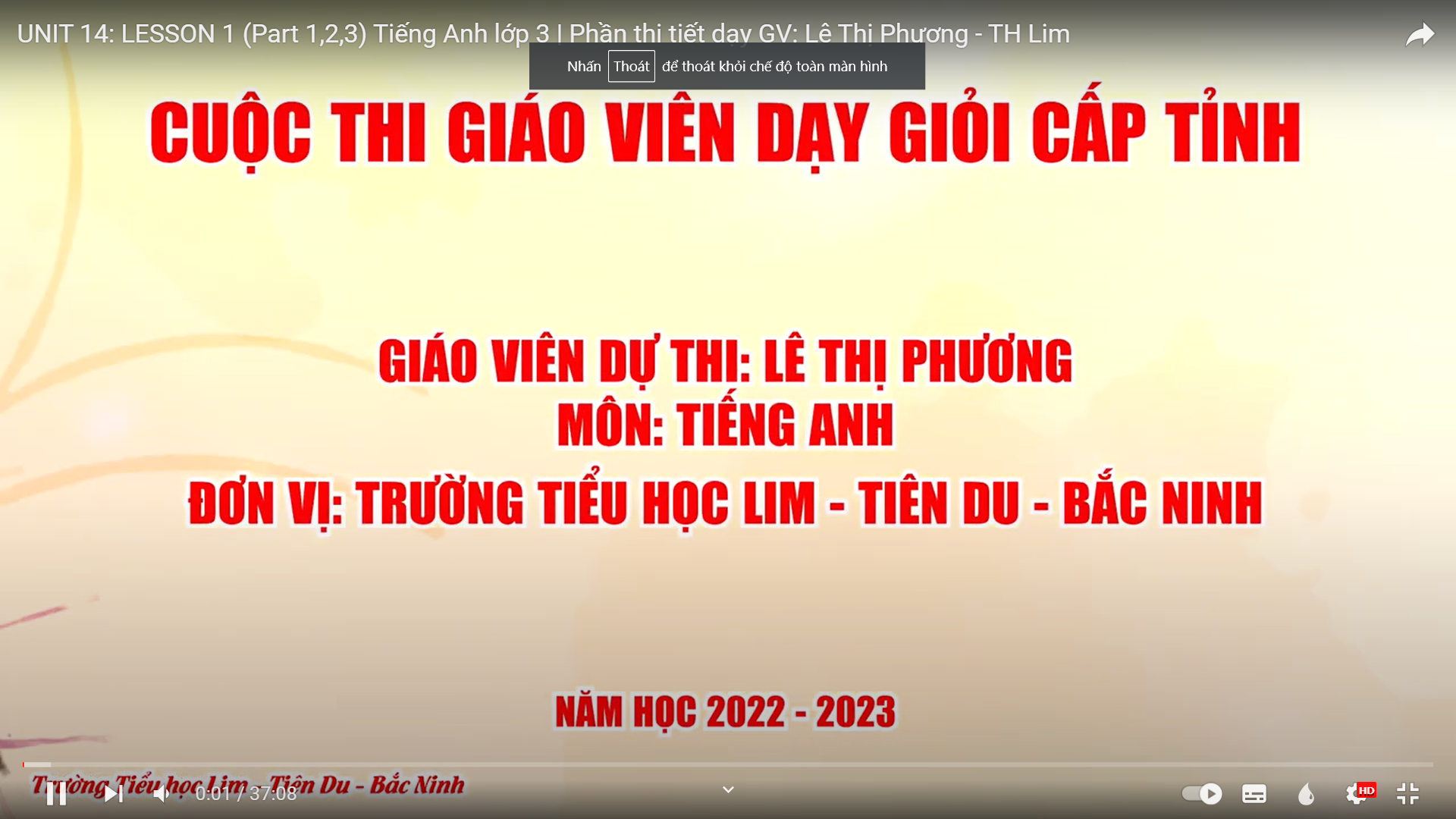 Tiết dạy minh họa môn tiếng Anh lớp 3 thi GVDG tỉnh Bắc Ninh