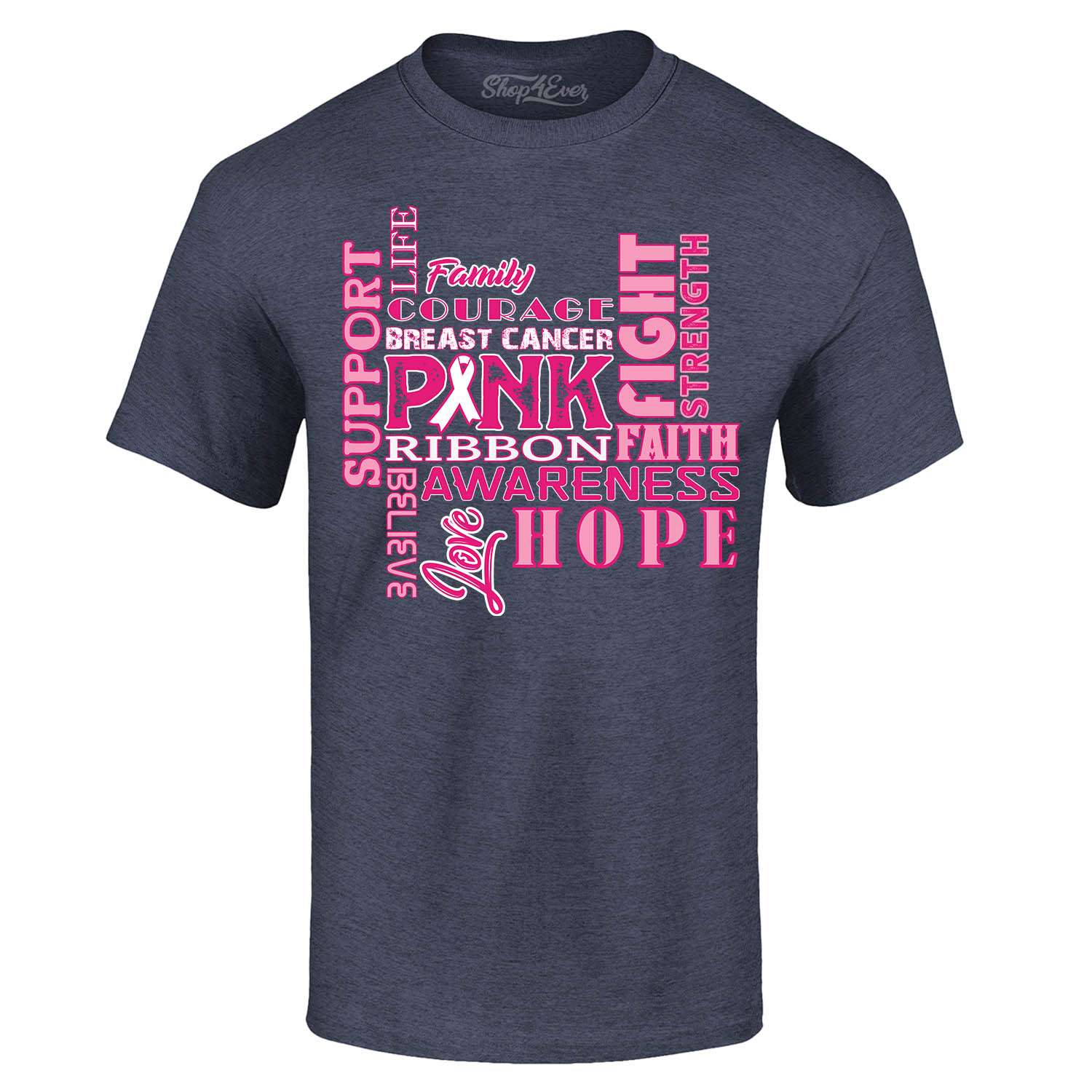 Breast Cancer Awareness Montage T-shirt Pink Ribbon Support Hope Fight Shirts
