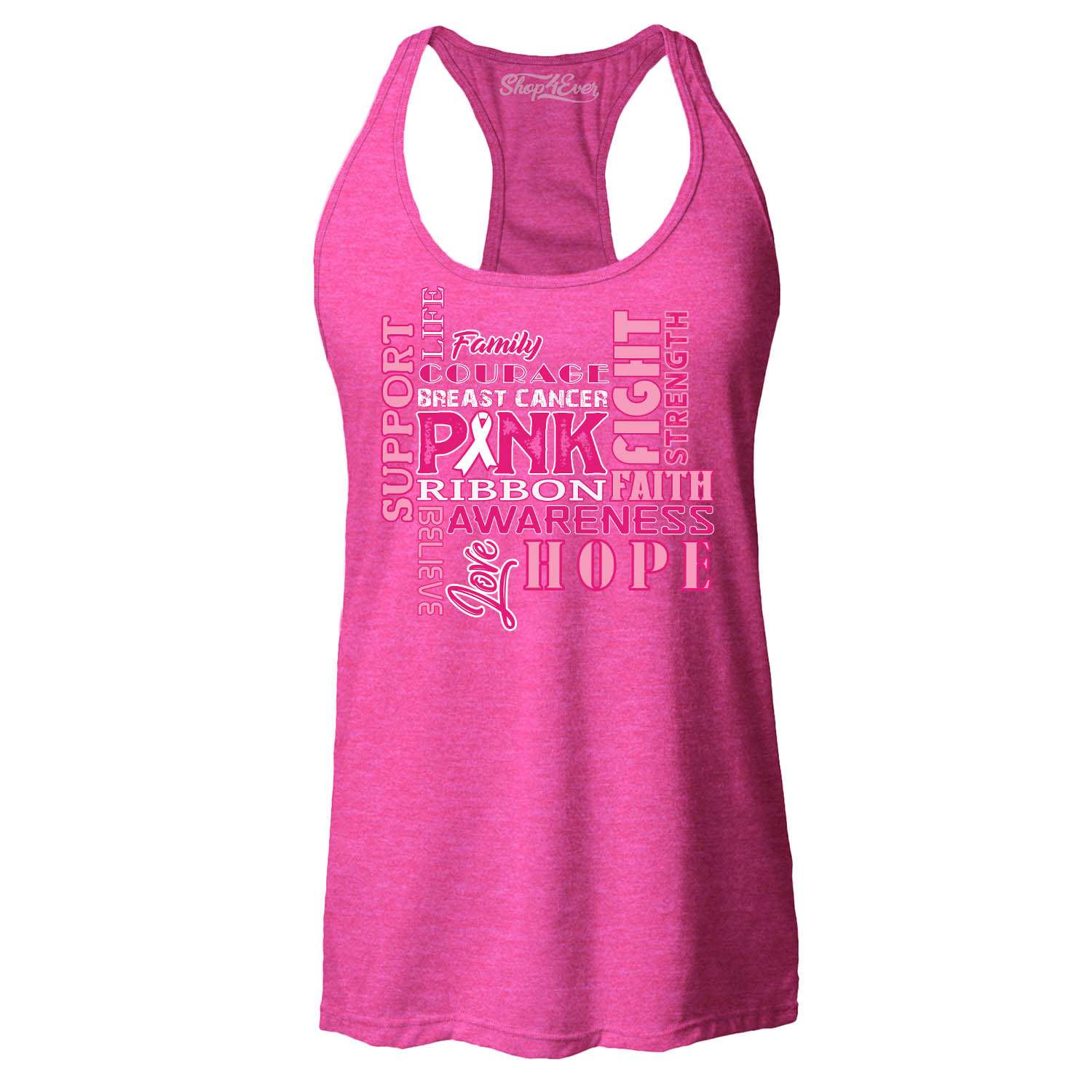 Fight Cancer Tank Top Pink Strength Support Awareness Family Hope Sleeveless