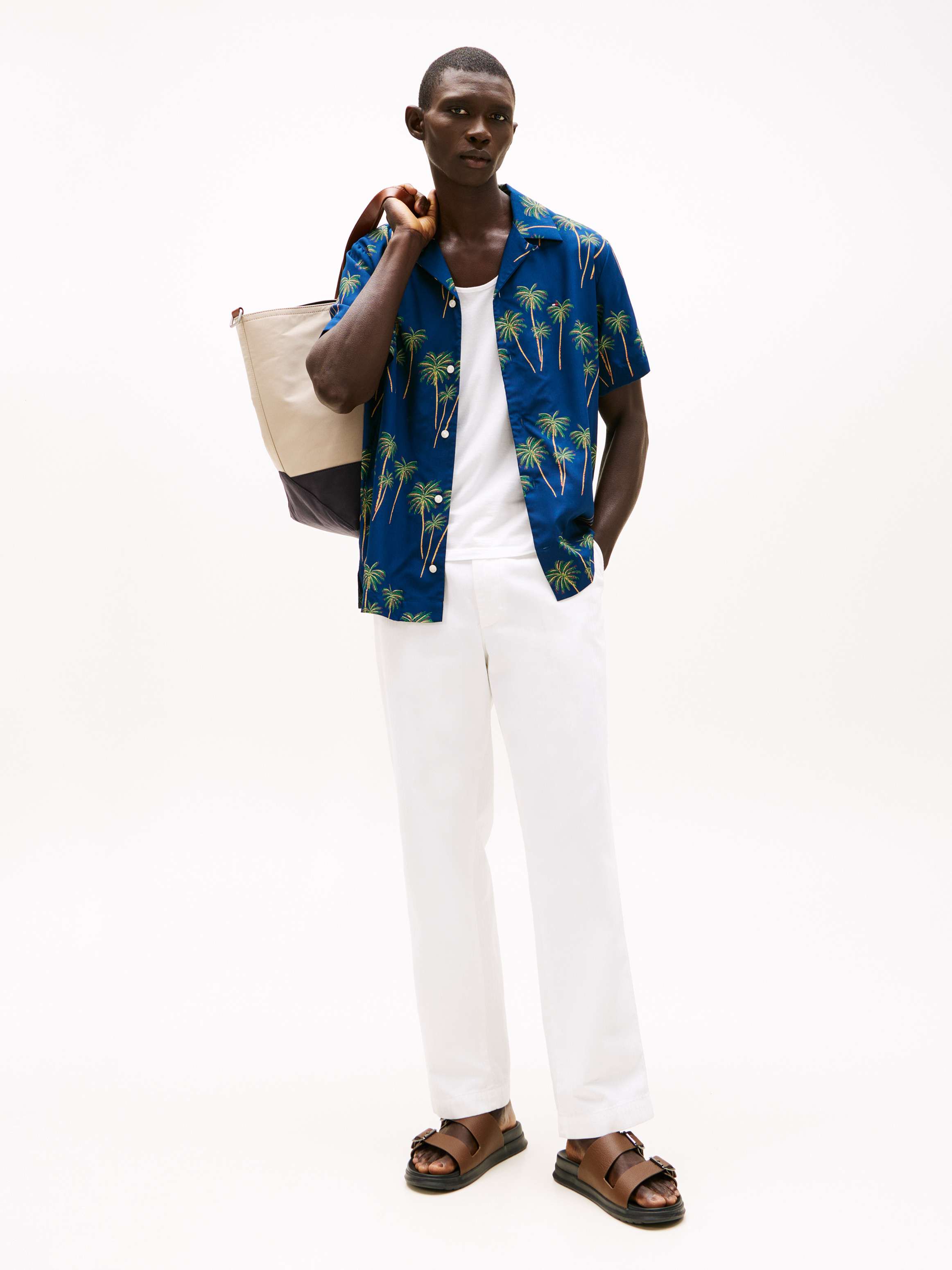 Tommy Hilfiger LIGHTWEIGHT PALM SS, DAF Lacivert Erkek Gömlek