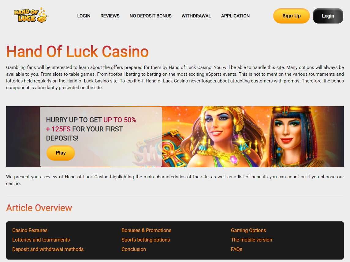 Get the Inside Scoop on the Diverse Range of Games at Hand Of Luck Casino